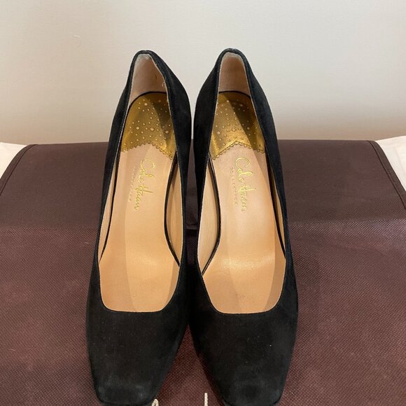 Cole Haan Black Suede Platform Pumps - Picture 1 of 4